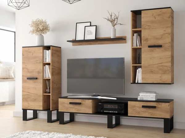 Mur Tv-hifi GRANDIO 4 Portes Chêne Artisan/noir commentaire favorable 1