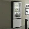 Vitrine ROMEO 2 Portes Noir Laque/blanc Laque Avec Led dernières 19