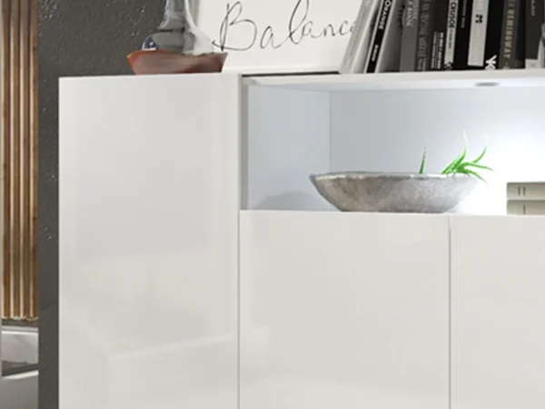 magasin paris Commode DOLES 4 Portes Blanc/blanc Brillant 3
