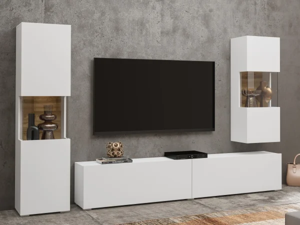 soldes Mur Tv-hifi AVATAR 4 Portes Blanc Avec Led 3