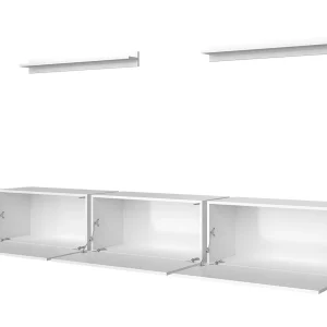 Mur Tv-hifi BOGDAN 3 Portes Blanc/blanc Brillant Nouvelle tendance 7
