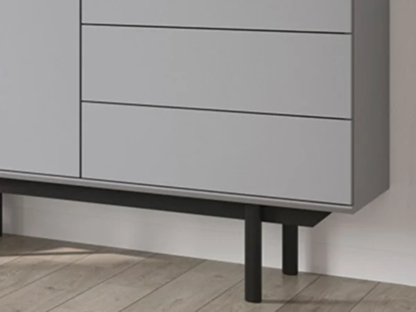 Commode INOXO 3 Portes 3 Tiroirs Gris Clair/chêne Jackson Nouveau 4