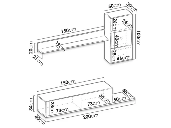 Retour Gratuit Mur Tv-hifi CETEMA 3 Portes Blanc Avec Led 5