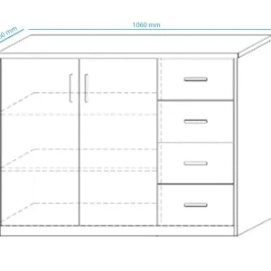 en solde Commode ESPACITO 2 Portes 4 Tiroirs Chêne Sonoma 15