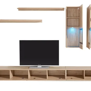Mur Tv-hifi BABEL 5 Portes Sanremo Avec Led soldes pas cher 18