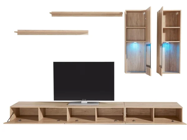 Mur Tv-hifi BABEL 5 Portes Sanremo Avec Led soldes pas cher 7