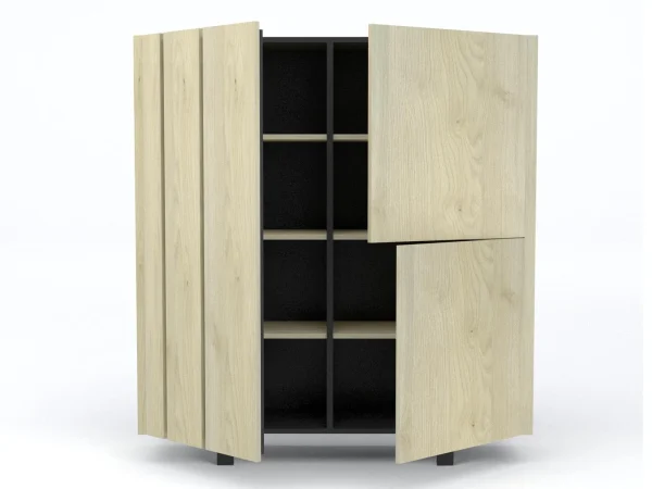 Nouveau Armoire De Rangement RUSTY 3 Portes Chêne 8
