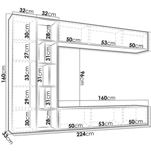 de garantie authentique Mur Tv-hifi KONATE 3 Portes Blanc/chêne Artisan 9