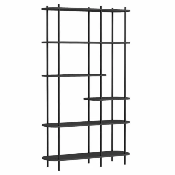 Tout neuf 🔔 Etagere Scandinave 6 Niv, Noir Struct. Métal Noir, Plateaux Bois 100x30x169 Cm 🔔 magasin france 4